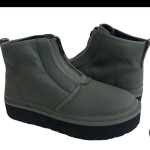 UGG WOMEN NEUMEL PLATFORM ZIP ULTRA MATTE SEAWEED SHOE Size 38/8